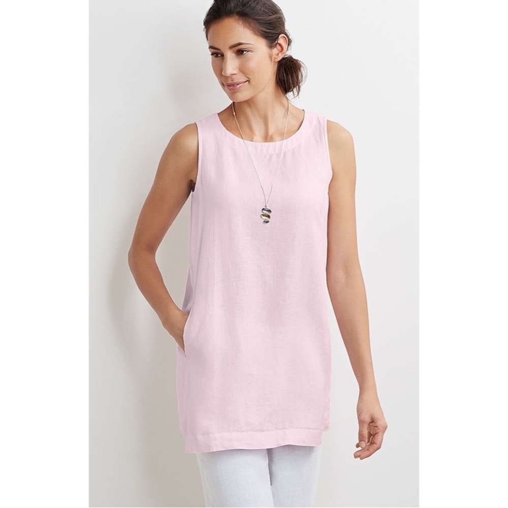 J Jill Pure Linen Pastel Pink Tunic Top with Pockets M
